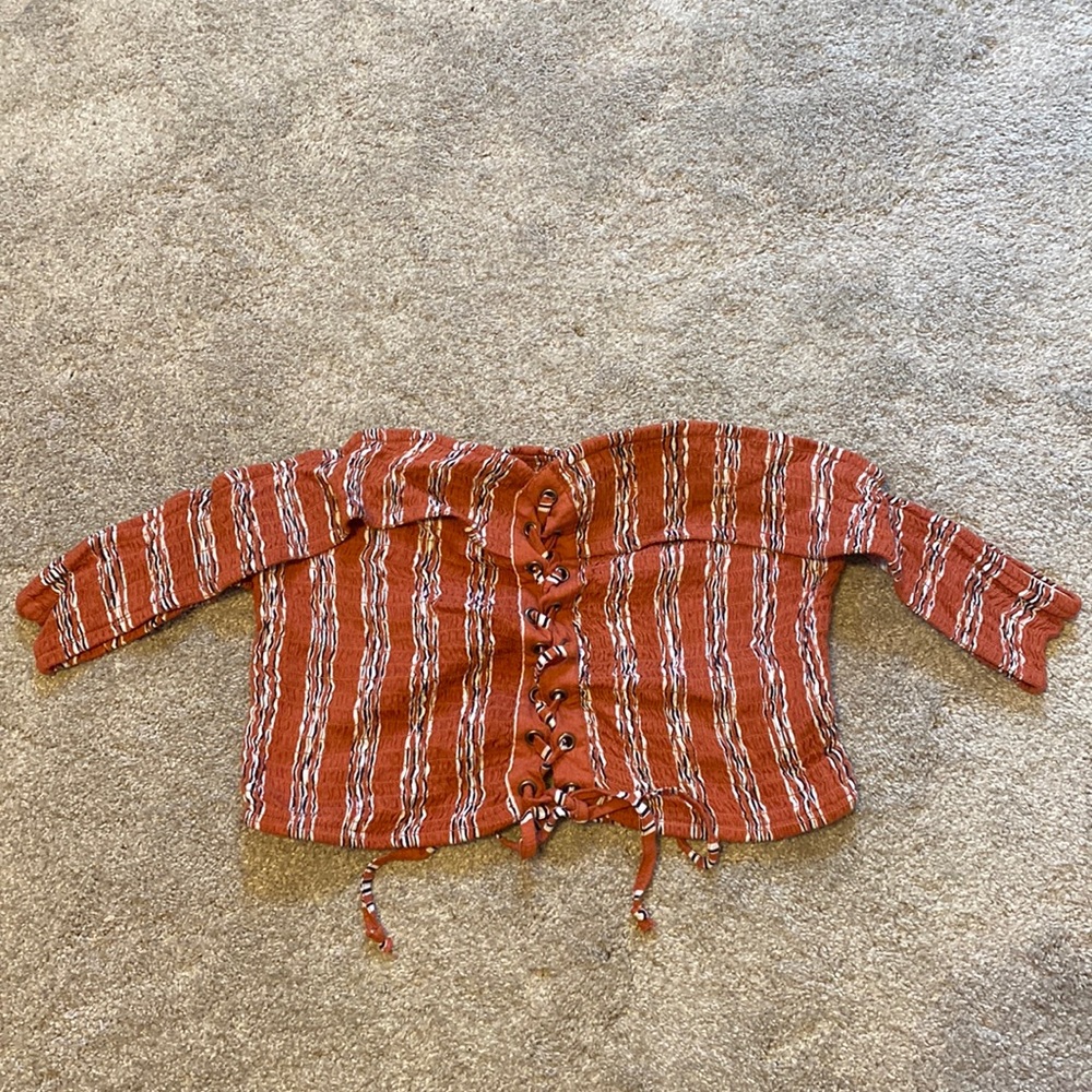 Ribbed Lace Up Crop Top